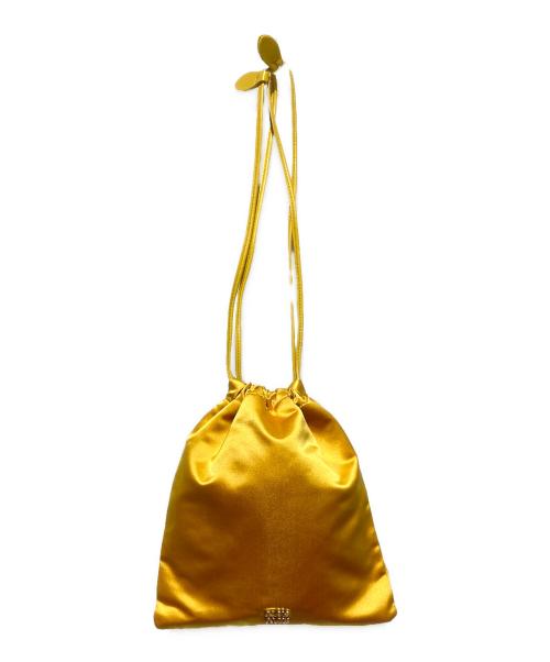 MIU MIU（ミュウミュウ）MIU MIU (ミュウミュウ) フロントロゴサテンポーチ イエローの古着・服飾アイテム