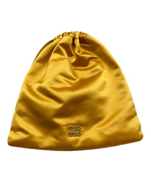 MIU MIU（ミュウミュウ）MIU MIU (ミュウミュウ) フロントロゴサテンポーチ イエローの古着・服飾アイテム