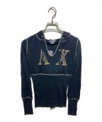 ARMANI EXCHANGEアルマーニ エクスチェンジ）の古着「ライトストーンロゴパーカー」｜ブラック