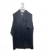 YORIヨリ）の古着「ボンディングロングベスト ジレ」｜ブラック