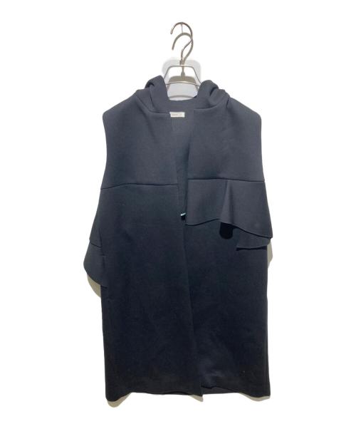 YORI（ヨリ）yori (ヨリ) ボンディングロングベスト ジレ ブラック サイズ:FREEの古着・服飾アイテム