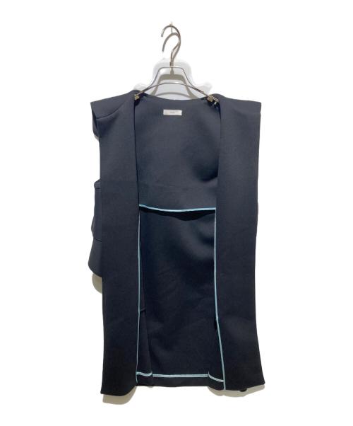 YORI（ヨリ）yori (ヨリ) ボンディングロングベスト ジレ ブラック サイズ:FREEの古着・服飾アイテム