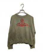 Vivienne Westwood RED LABELヴィヴィアンウエストウッドレッドレーベル）の古着「ホツレ加工オーブ刺繍スウェット」｜カーキ