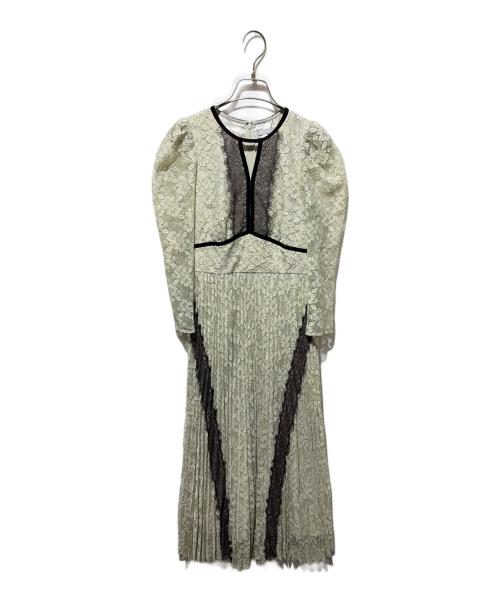 JILL BY JILLSTUART（ジル バイ ジルスチュアート）JILL BY JILLSTUART (ジル バイ ジルスチュアート) ベロアパイピングミックスレースワンピース グリーン サイズ:Ｌ 未使用品の古着・服飾アイテム