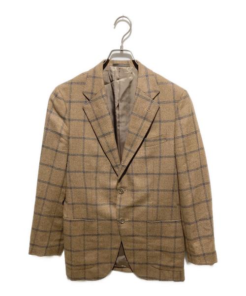 SHIPS（シップス）SHIPS (シップス) LORO PIANA (ロロピアーナ) 3Bチェックテーラードジャケット ベージュ サイズ:44の古着・服飾アイテム