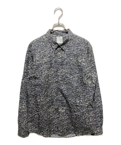 PAUL SMITH（ポールスミス）Paul Smith (ポールスミス) 英字プリント総柄シャツ ブラック サイズ:Lの古着・服飾アイテム