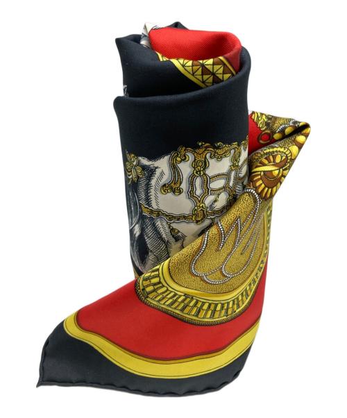 HERMES（エルメス）HERMES (エルメス) カレ90GRAND APPARAT/盛装の馬 イエロー×レッドの古着・服飾アイテム