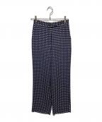 TOMORROW LANDトゥモローランド）の古着「ドレーピードット ストレートパンツ」｜ホワイト×ネイビー