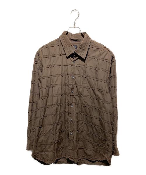 IKE BEHAR（アイクベーハ）IKE BEHAR (アイクベーハ) デザインシャツ ブラウン サイズ:XLの古着・服飾アイテム