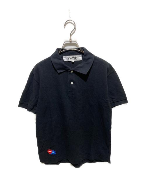 PLAY COMME des GARCONS（プレイコムデギャルソン）PLAY COMME des GARCONS (プレイコムデギャルソン) Invader AD2022/11 鹿の子ポロシャツ ブラック サイズ:Ｌの古着・服飾アイテム