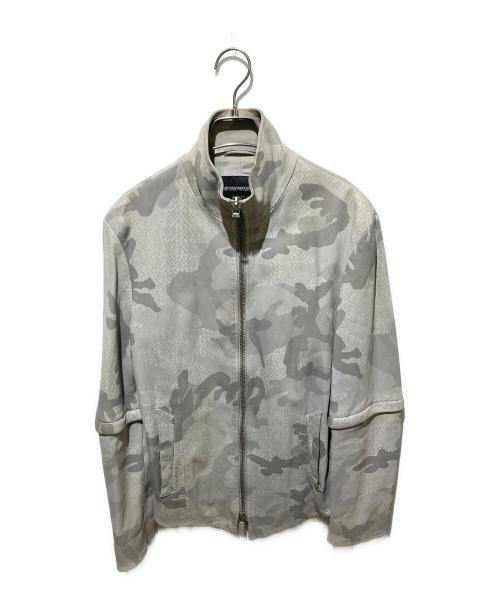 EMPORIO ARMANI（エンポリオ アルマーニ）EMPORIO ARMANI (エンポリオ アルマーニ) カモフラレザージャケット グレー サイズ:46の古着・服飾アイテム