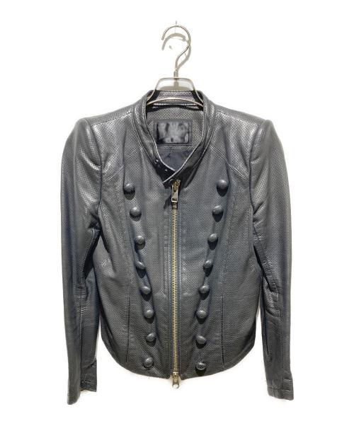 L.G.B（ルグランブルー）L.G.B (ルグランブルー) パンチングレザーナポレオンジャケット/CAVALRY 3/4 ブラックの古着・服飾アイテム