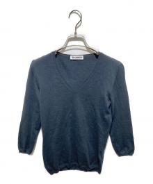 JIL SANDER（ジルサンダー）の古着「イタリア製 Vネックコットンニット」｜ブラック