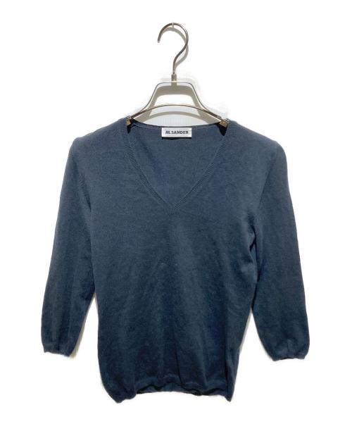 JIL SANDER（ジルサンダー）JIL SANDER (ジルサンダー) イタリア製 Vネックコットンニット ブラック サイズ:34の古着・服飾アイテム