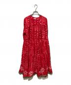 freadaフリーダ）の古着「シボリ プリント ティアード/ブラウスワンピース」｜レッド