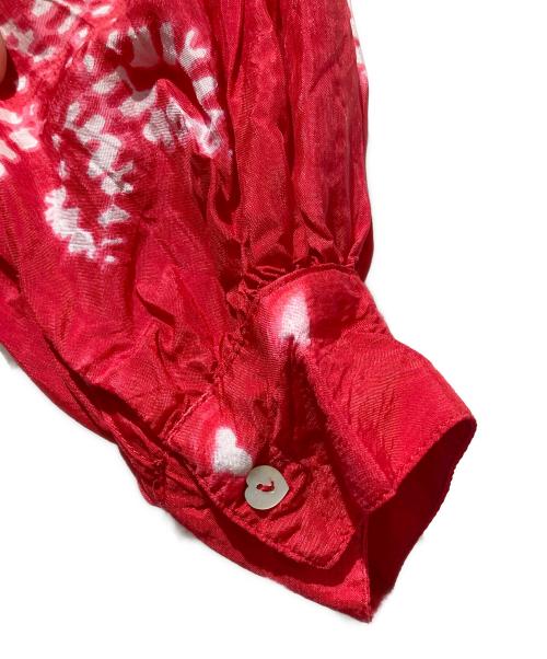 freada（フリーダ）Freada (フリーダ) シボリ プリント ティアード/ブラウスワンピース レッド サイズ:FREEの古着・服飾アイテム