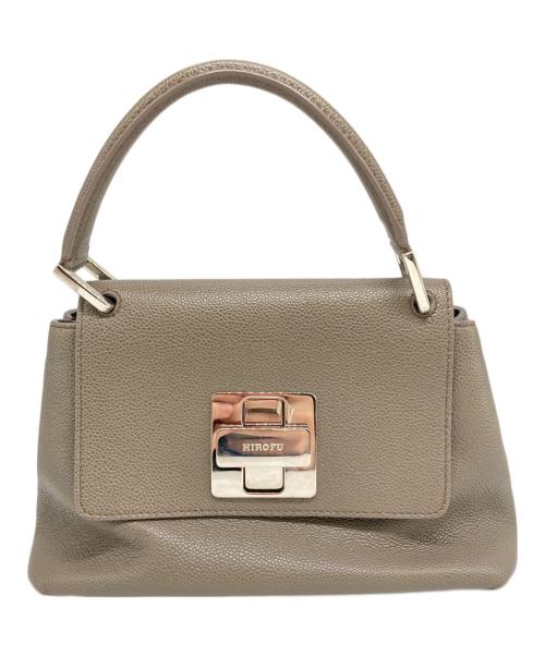HIROFU（ヒロフ）HIROFU (ヒロフ) ターンロックレザーハンドバッグ グレーの古着・服飾アイテム