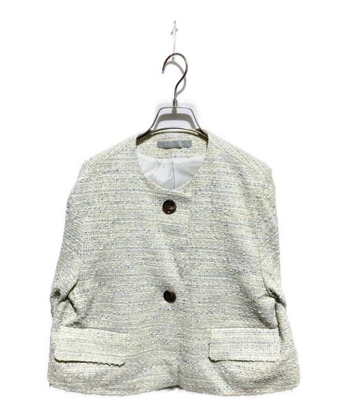 theory luxe（セオリーリュクス）theory luxe (セオリーリュクス) ツイードクロップドジャケット グリーン サイズ:38の古着・服飾アイテム