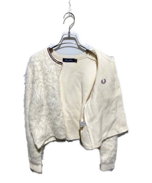 FRED PERRY（フレッドペリー）FRED PERRY (フレッドペリー) 【別注】Fluffy Crewneck Knit Cardigan アイボリー サイズ:160-166の古着・服飾アイテム