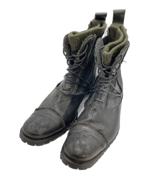 Alfredo BANNISTER（アルフレッドバニスター）Alfredo BANNISTER (アルフレッドバニスター) アーカイブニットレイヤードブーツ ブラック サイズ:42の古着・服飾アイテム