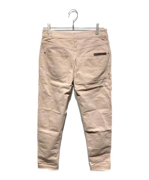 BRUNELLO CUCINELLI（ブルネロクチネリ）BRUNELLO CUCINELLI (ブルネロクチネリ) レザーパッチロゴデニムパンツ ベージュ サイズ:40の古着・服飾アイテム