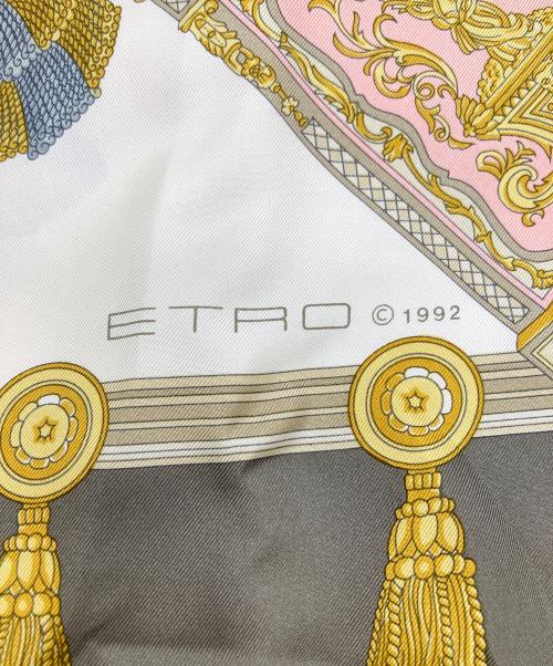 ETRO（エトロ）ETRO (エトロ) 大判スカーフ ピンク×グレーの古着・服飾アイテム