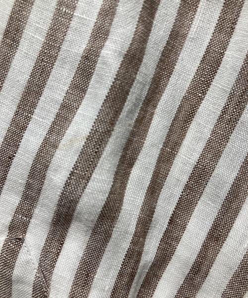 BURBERRY LONDON（バーバリーロンドン）BURBERRY LONDON (バーバリーロンドン) リネンストライプシャツ ホワイト×ブラウン サイズ:Mの古着・服飾アイテム