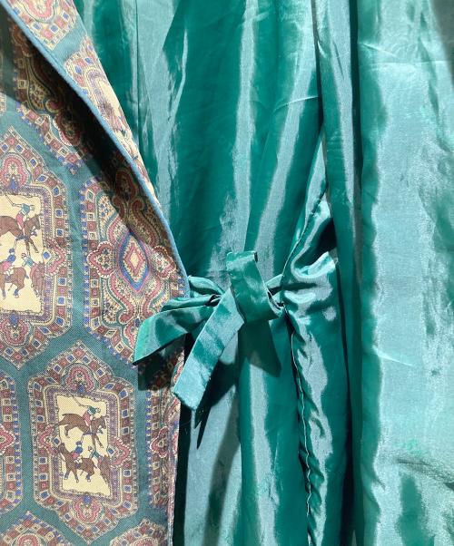 Burberry's（バーバリー）Burberry's (バーバリー) 乗馬柄ガウンコート グリーン サイズ:Lの古着・服飾アイテム