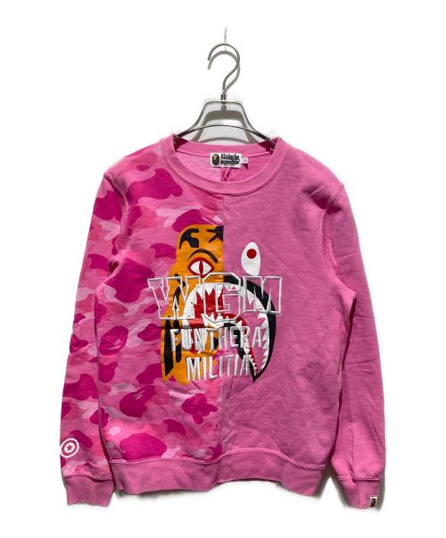 A BATHING APE（アベイシングエイプ）A BATHING APE (アベイシングエイプ) カモ切替スウェット ピンク サイズ:Sの古着・服飾アイテム