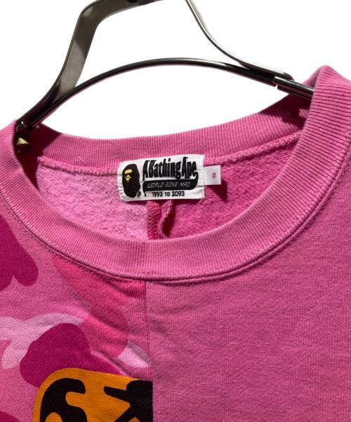 A BATHING APE（アベイシングエイプ）A BATHING APE (アベイシングエイプ) カモ切替スウェット ピンク サイズ:Sの古着・服飾アイテム