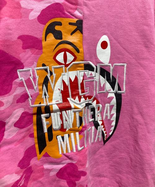A BATHING APE（アベイシングエイプ）A BATHING APE (アベイシングエイプ) カモ切替スウェット ピンク サイズ:Sの古着・服飾アイテム