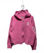 Aape BY A BATHING APEエーエイプ バイ アベイシングエイプ）の古着「ジップアップニットパーカー」｜ピンク
