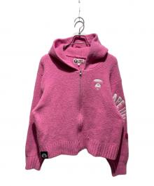 Aape BY A BATHING APE（エーエイプ バイ アベイシングエイプ）の古着「ジップアップニットパーカー」｜ピンク