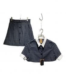 Tnewties（トゥエンティーズ）の古着「チェックブラウスセットアップ」｜ネイビー