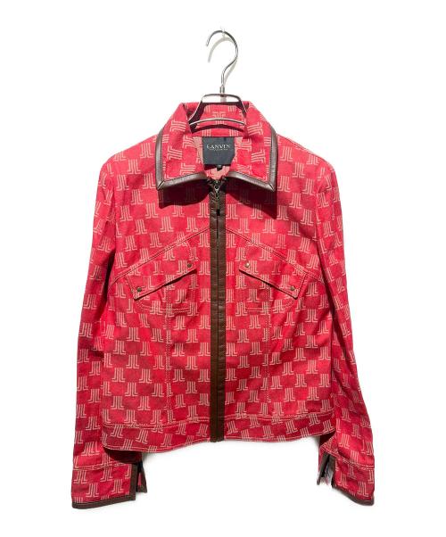 LANVIN COLLECTION（ランバンコレクション）LANVIN COLLECTION (ランバンコレクション) レザーパイピング切替ジップブルゾン レッド サイズ:38の古着・服飾アイテム