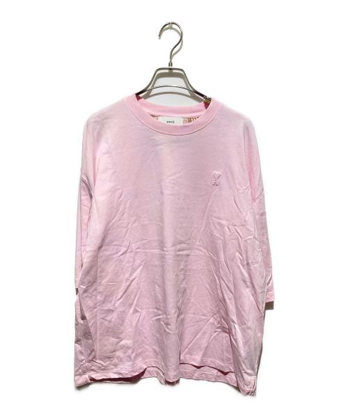 AMI Alexandre Mattiussi（アミアレクサンドルマテュッシ）AMI Alexandre Mattiussi (アミアレクサンドルマテュッシ) ロゴ刺繍ｔシャツ ピンク サイズ:Sの古着・服飾アイテム