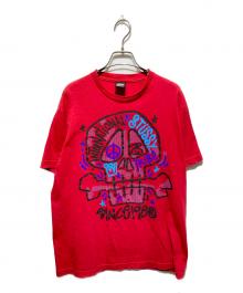 stussy（ステューシー）の古着「スカルプリントtシャツ」｜レッド