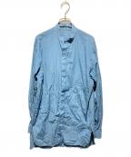 YOKEヨーク）の古着「Garment Dye Stripe Band Collar Shirt」｜ブルー