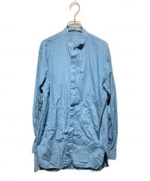 YOKE（ヨーク）の古着「Garment Dye Stripe Band Collar Shirt」｜ブルー