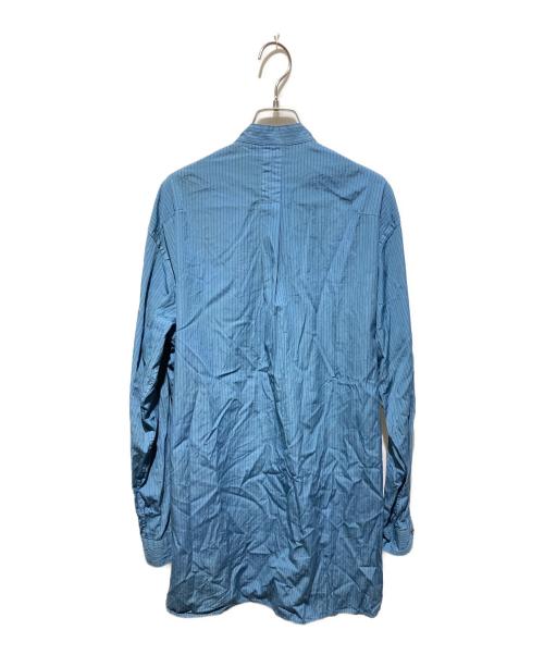 YOKE（ヨーク）YOKE (ヨーク) Garment Dye Stripe Band Collar Shirt ブルー サイズ:2の古着・服飾アイテム