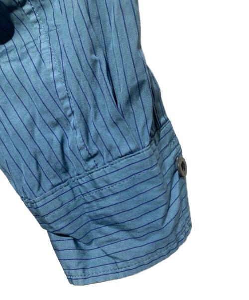 YOKE（ヨーク）YOKE (ヨーク) Garment Dye Stripe Band Collar Shirt ブルー サイズ:2の古着・服飾アイテム