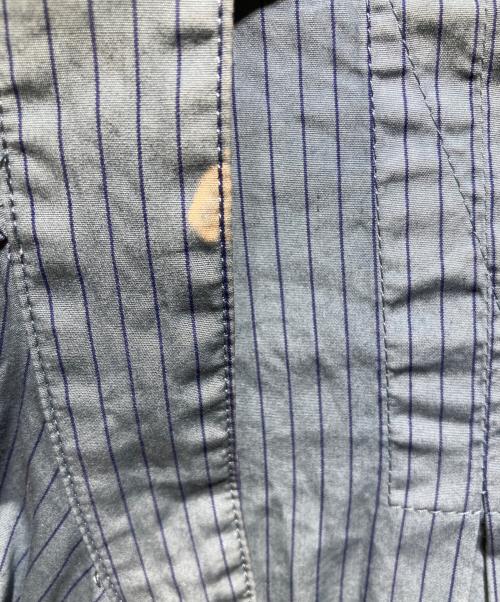 YOKE（ヨーク）YOKE (ヨーク) Garment Dye Stripe Band Collar Shirt ブルー サイズ:2の古着・服飾アイテム