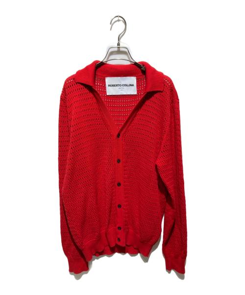 ROBERTO COLLINA（ロベルトコリーナ）ROBERTO COLLINA (ロベルトコリーナ) メッシュニットカーディガン レッド サイズ:50の古着・服飾アイテム