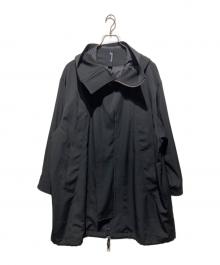 GROUND Y（グラウンドワイ）の古着「Gabardine Double long hoodie coat/ギャバジンフーデットコート」｜ブラック