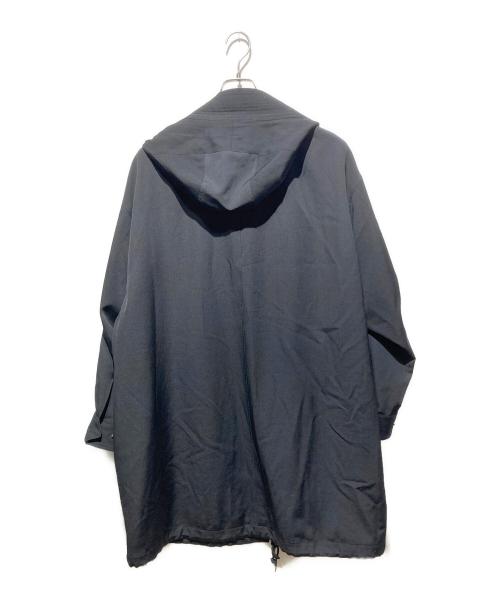 GROUND Y（グラウンドワイ）GROUND Y (グラウンドワイ) Gabardine Double long hoodie coat/ギャバジンフーデットコート ブラック サイズ:3の古着・服飾アイテム
