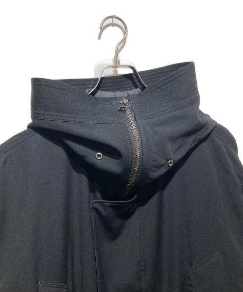 GROUND Y（グラウンドワイ）GROUND Y (グラウンドワイ) Gabardine Double long hoodie coat/ギャバジンフーデットコート ブラック サイズ:3の古着・服飾アイテム