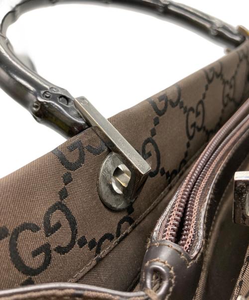 GUCCI（グッチ）GUCCI (グッチ) GG柄 ナイロンバンブーハンドルバッグ ブラウンの古着・服飾アイテム