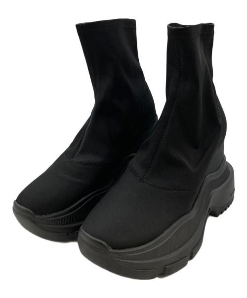 YELLO（イエロ）YELLO (イエロ) TOKYO BLACK WEDGE HEEL SHORT BOOTS ブラック サイズ:Mの古着・服飾アイテム