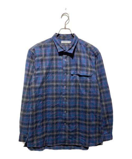 nonnative（ノンネイティブ）nonnative (ノンネイティブ) 25AW チェックシャツ/WORKER ZIP SHIRT COTTON FLANNEL OMBRE CHECK ネイビー サイズ:1の古着・服飾アイテム