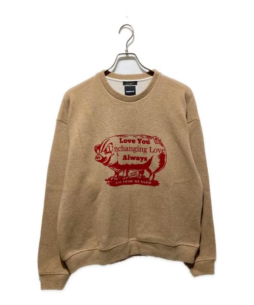 UNCHANGING LOVE（アンチェンジングラブ）UNCHANGING LOVE (アンチェンジングラブ) Crespi (クレスピ) コラボW-FACE SWEAT SHIRT/プリントニット ブラウン サイズ:Sの古着・服飾アイテム